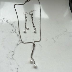 Cultured pearl sterling silver necklace set